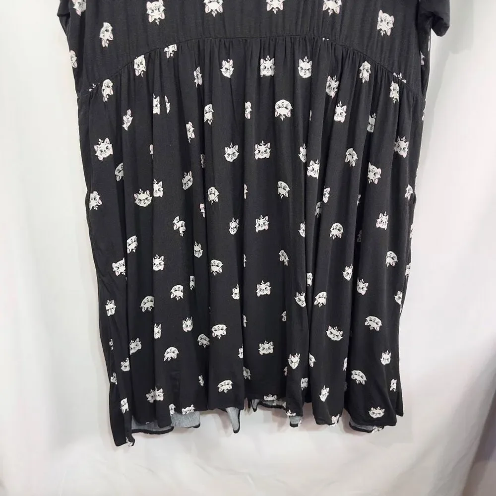 Torrid Disney Plus Size 4X Shirt Dress Midi The Aristocats‎ Black Challis 269 - Picture 15 of 16